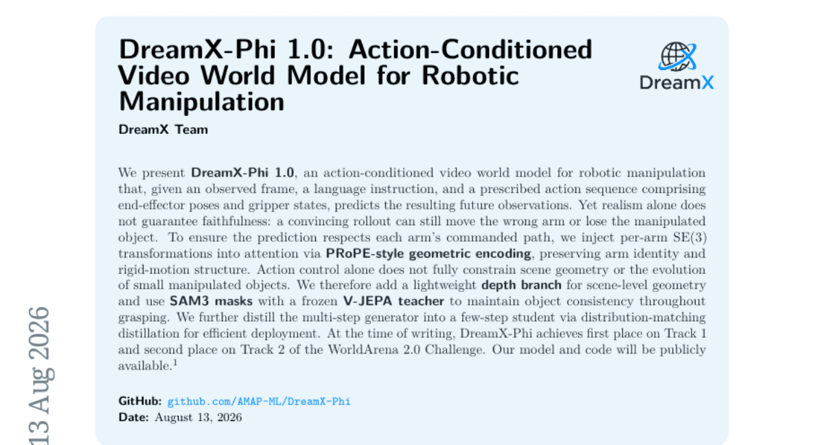 DreamX-Phi 1.0: Action-Conditioned Video World Model for Robotic Manipulation