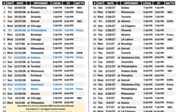 Knicks Schedule Released