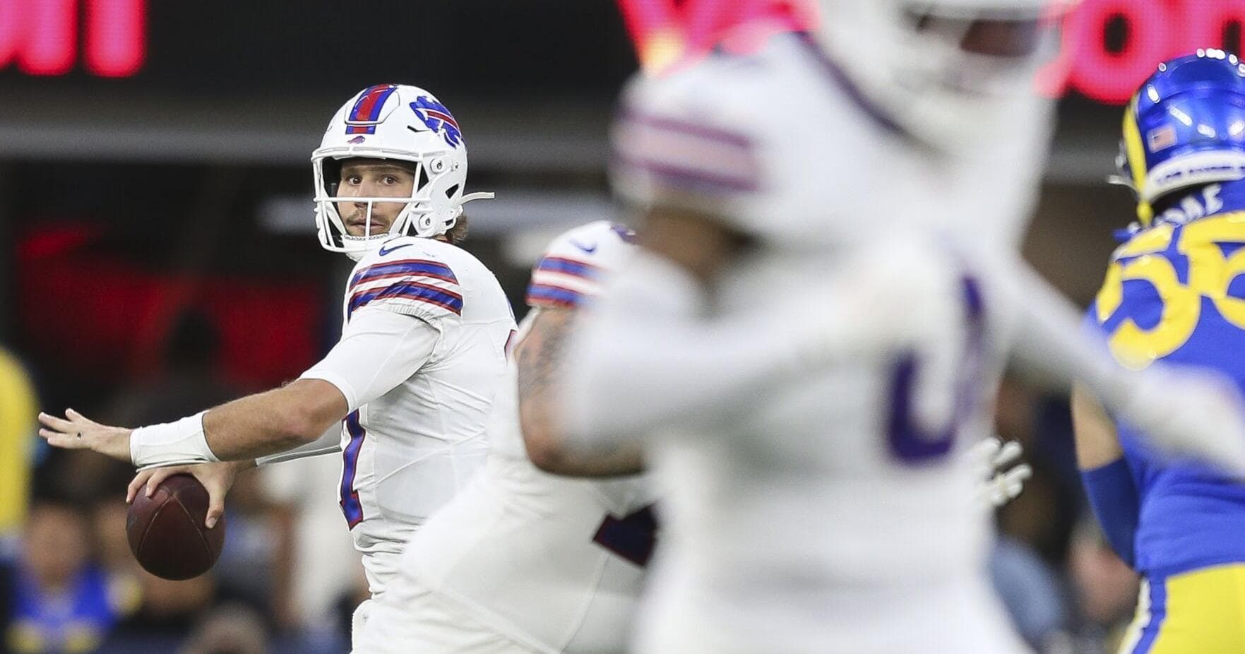 Josh Allen talks to reporters about the Buffalo Bills' passing game