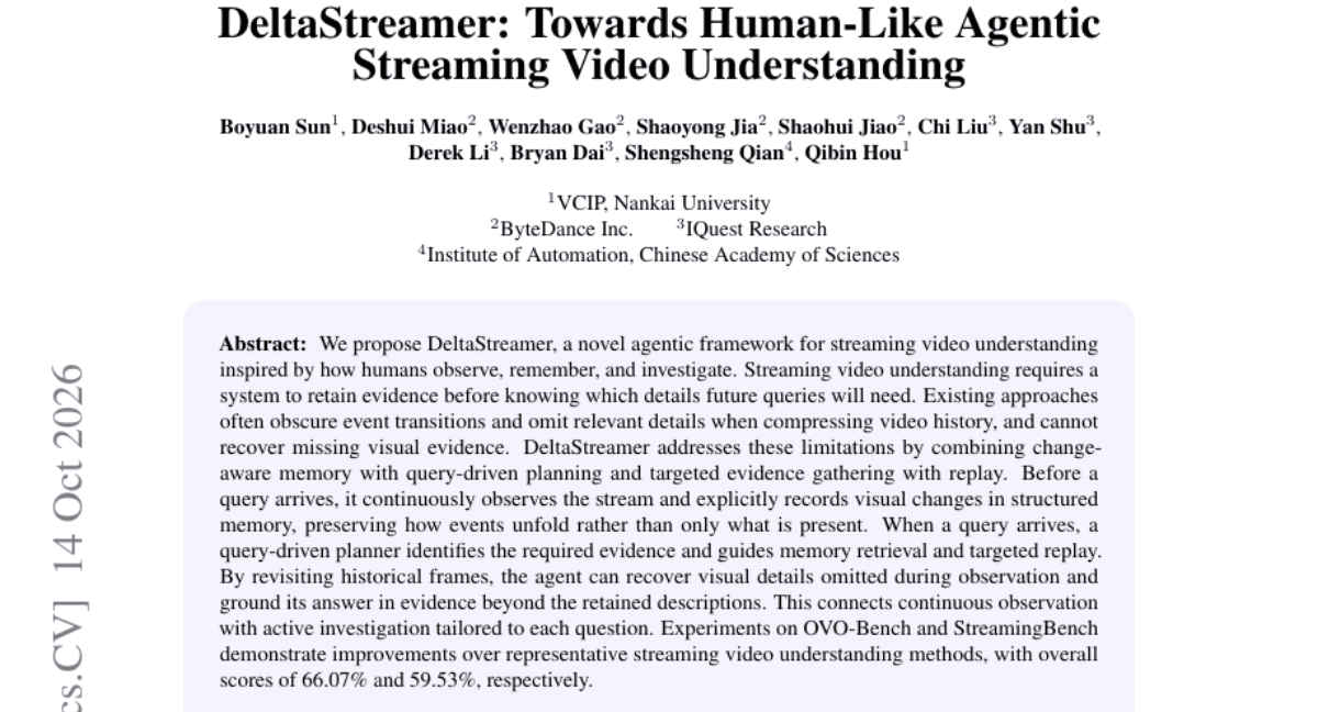 DeltaStreamer: Towards Human-Like Agentic Streaming Video Understanding