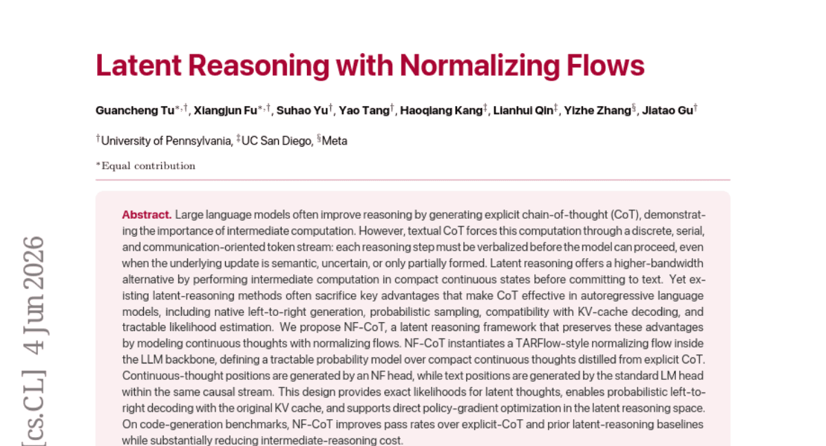 Latent Reasoning with Normalizing Flows