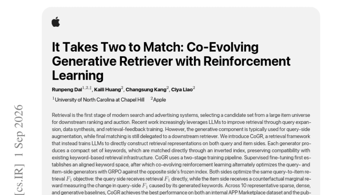 It Takes Two to Match: Co-Evolving Generative Retriever with Reinforcement Learning