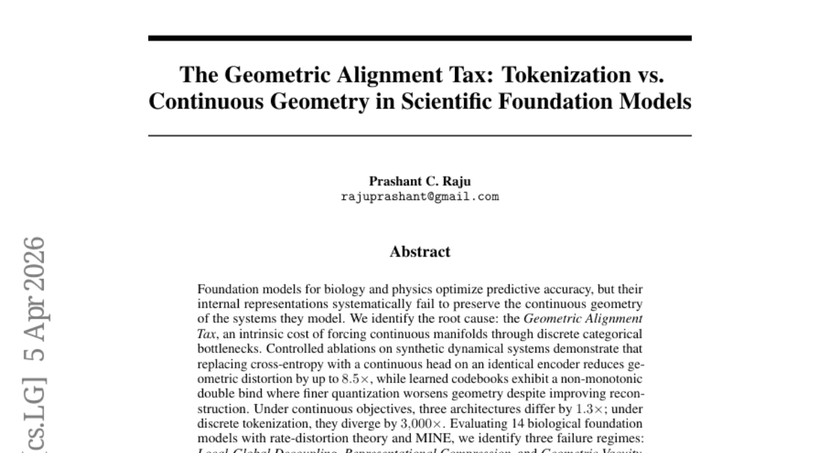 The Geometric Alignment Tax: Tokenization vs. Continuous Geometry in Scientific Foundation Models