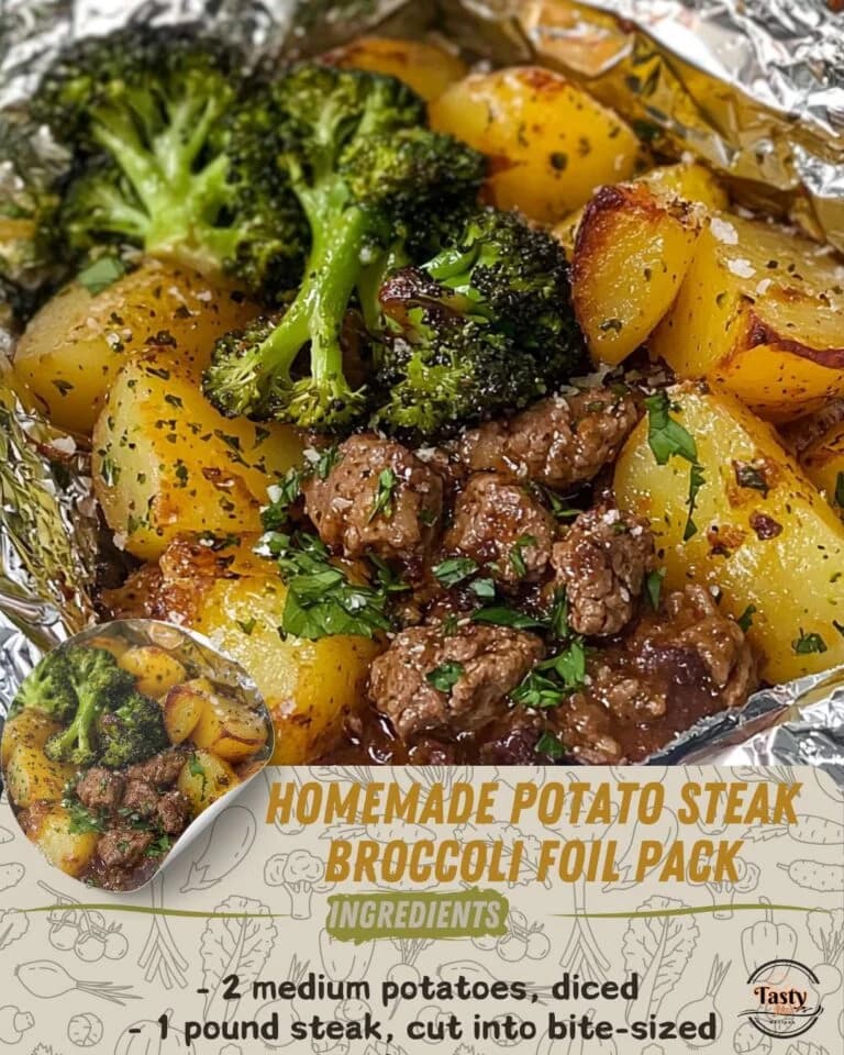 Sizzling Homemade Potato, Steak & Broccoli Foil Pack: An Easy, Flavorful Oven Meal
