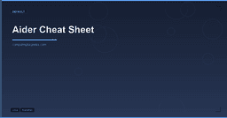 Aider Cheat Sheet - Commands and Workflows | ComputingForGeeks