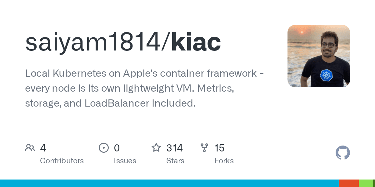 saiyam1814/kiac: Local Kubernetes on Apple's container framework