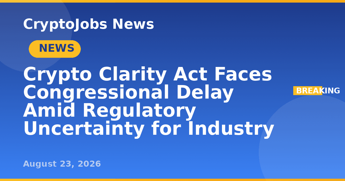 Crypto Clarity Act Faces Congressional Delay Amid ...