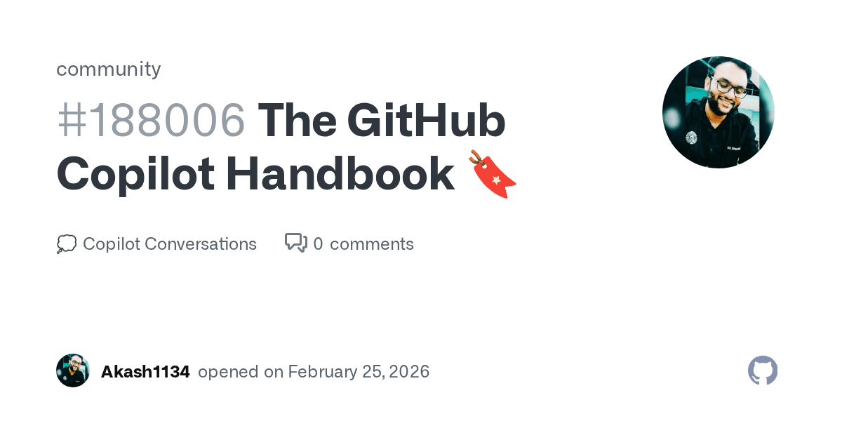 The GitHub Copilot Handbook 🔖 · community · Discussion #188006 · GitHub