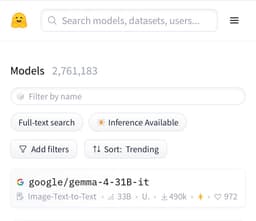 @huggingface: RT @ClementDelangue: Gemma 4 is #1 on @huggingface! https://t.co/wNOXZ1BzBu