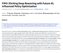 @_akhaliq: FIPO

Eliciting Deep Reasoning with Future-KL Influenced Policy Optimization

paper: https://t.co/5G...