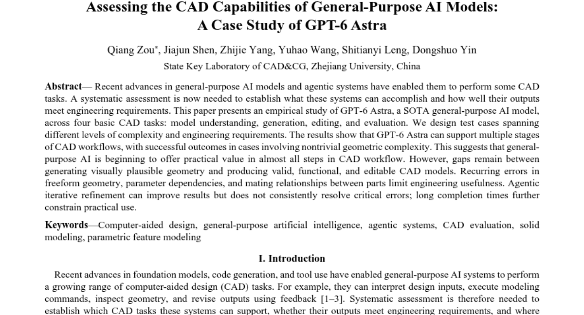 Assessing the CAD Capabilities of General-Purpose AI Models: A Case Study of GPT-6 Astra