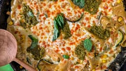 creamy corn and zucchini skillet lasagna