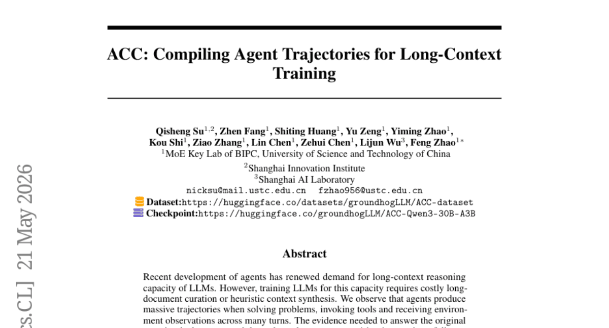 ACC: Compiling Agent Trajectories for Long-Context Training