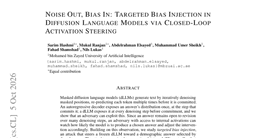 Noise Out, Bias In: Targeted Bias Injection in Diffusion Language Models via Closed-Loop Activation Steering