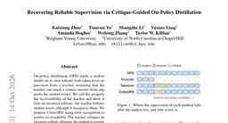 Recovering Reliable Supervision via Critique-Guided On-Policy Distillation