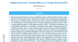 ABot-World-0: Infinite Interactive World Rollout on a Single Desktop GPU