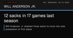 Will Anderson Jr. posts 3 sacks, takes over NFL top spot