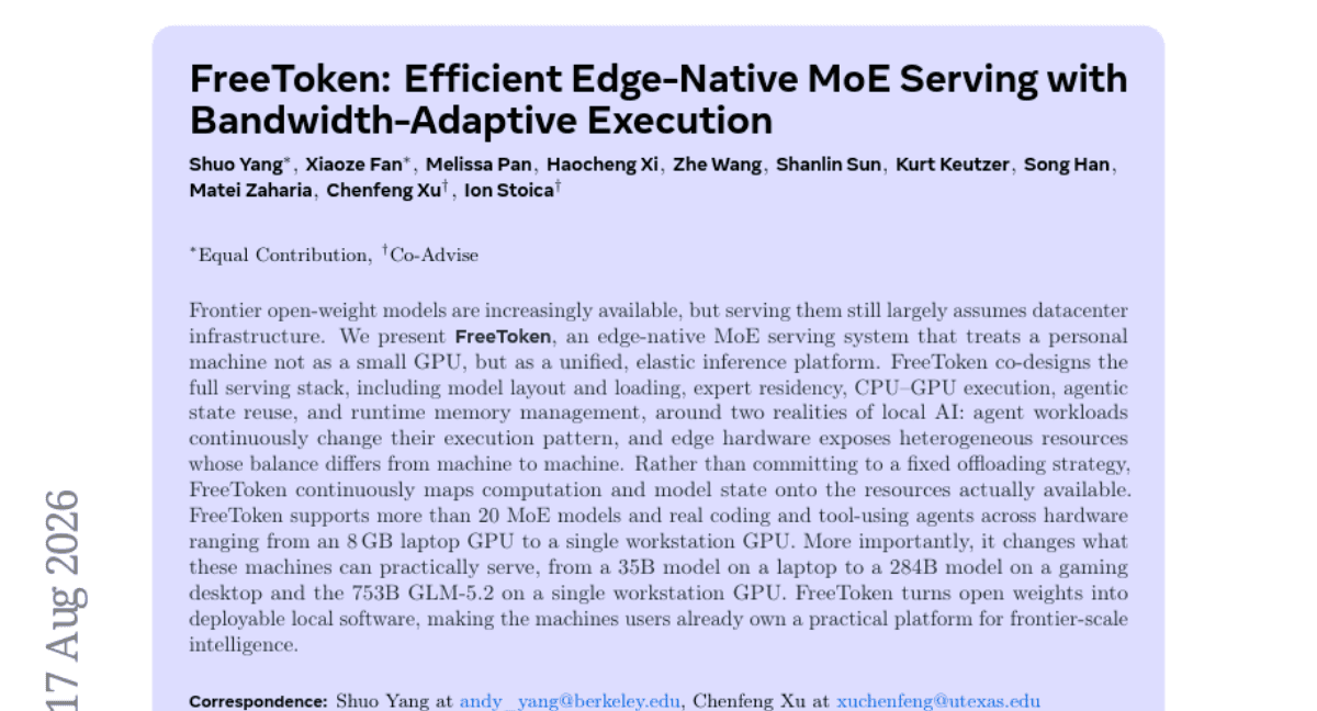 FreeToken: Efficient Edge-Native MoE Serving with Bandwidth-Adaptive Execution
