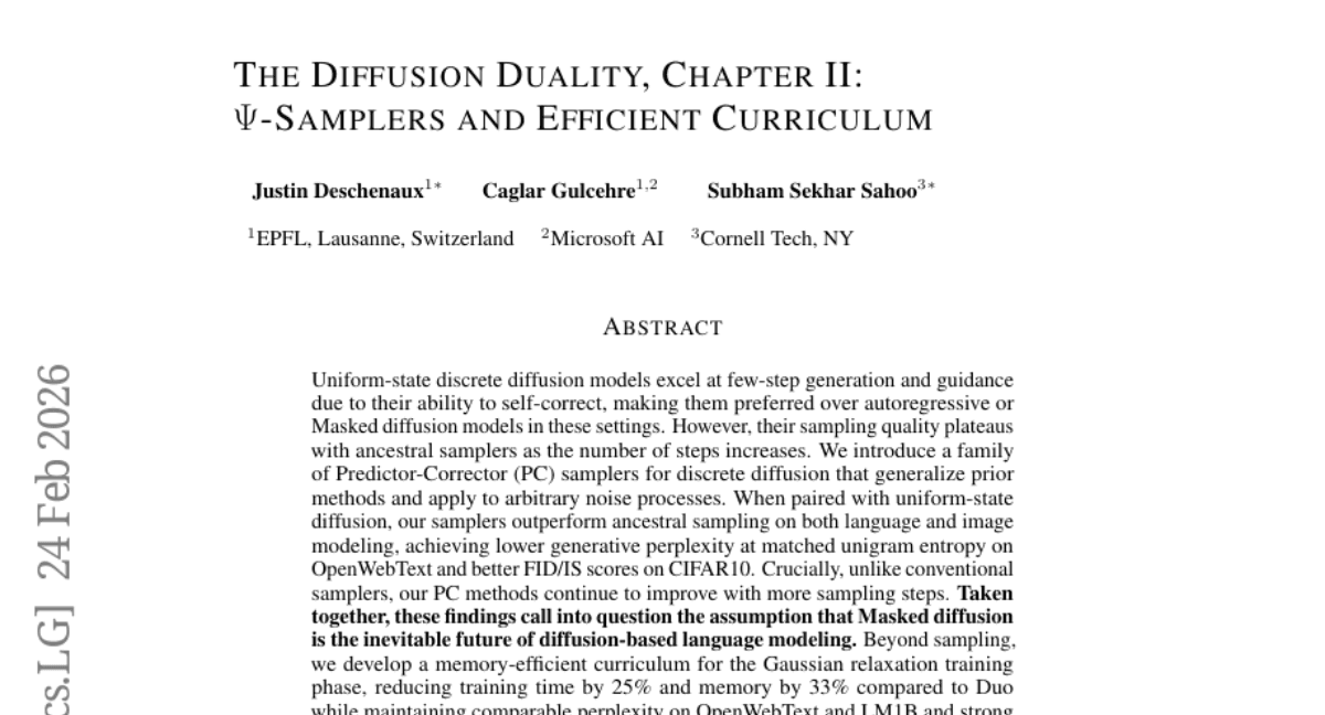 The Diffusion Duality, Chapter II: Ψ-Samplers and Efficient Curriculum