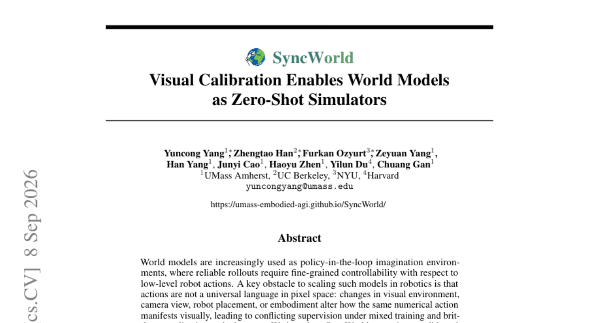 SyncWorld: Visual Calibration Enables World Models as Zero-Shot Simulators