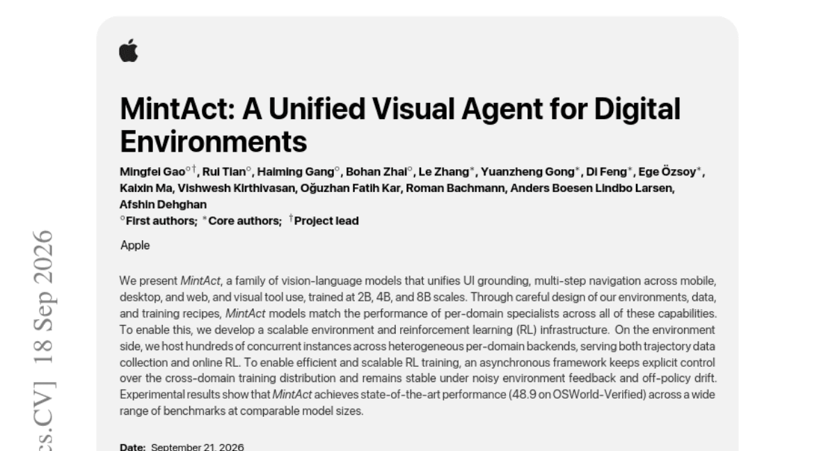 MintAct: A Unified Visual Agent for Digital Environments