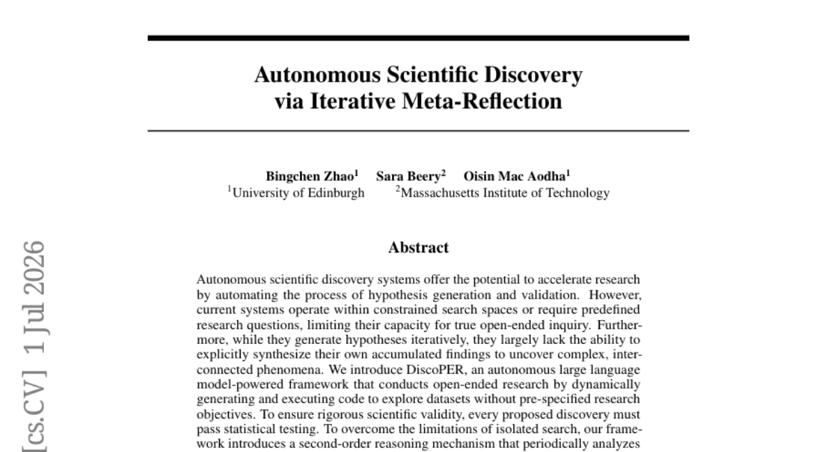 Autonomous Scientific Discovery via Iterative Meta-Reflection