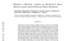 Denser neq Better: Limits of On-Policy Self-Distillation for Continual Post-Training
