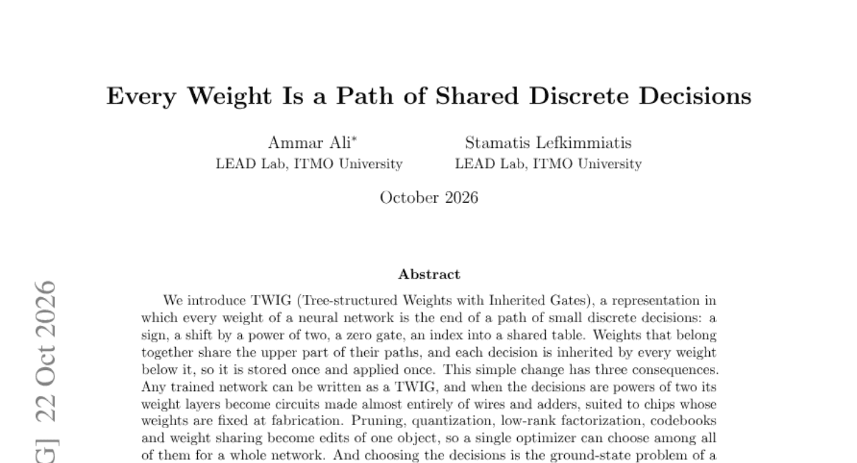 Every Weight Is a Path of Shared Discrete Decisions