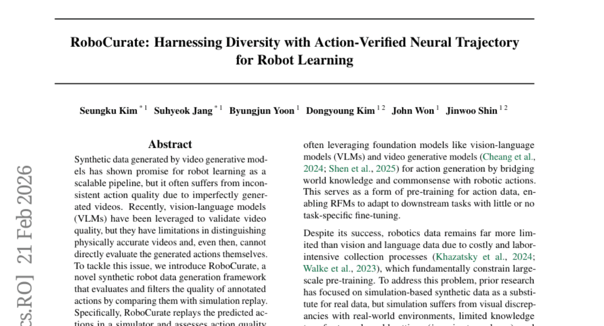 RoboCurate: Harnessing Diversity with Action-Verified Neural Trajectory for Robot Learning