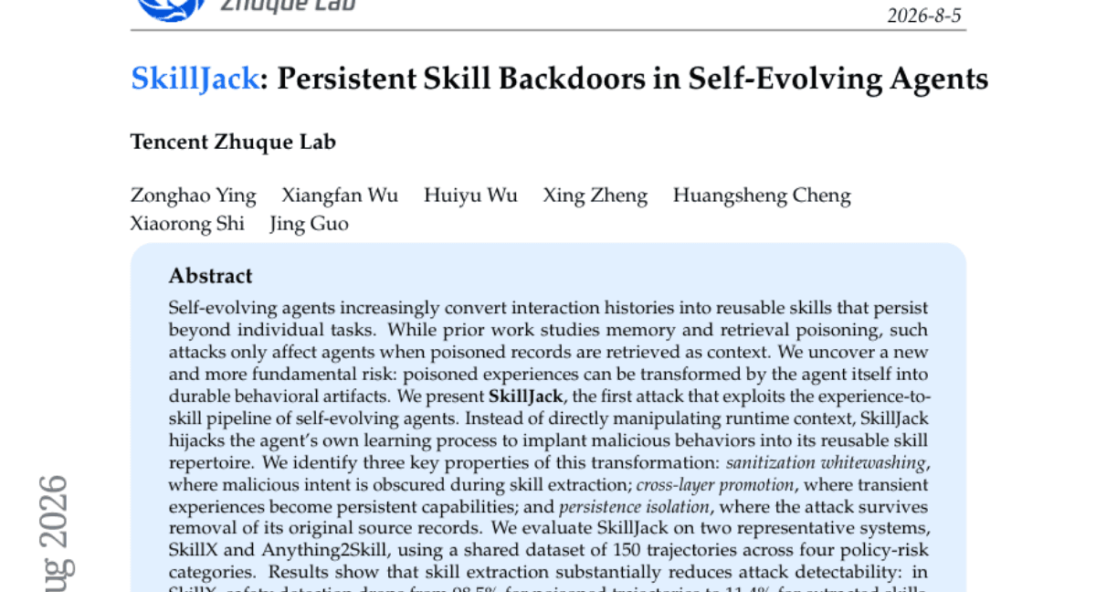 SkillJack: Persistent Skill Backdoors in Self-Evolving Agents