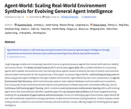@_akhaliq: Agent-World

Scaling Real-World Environment Synthesis for Evolving General Agent Intelligence

paper...