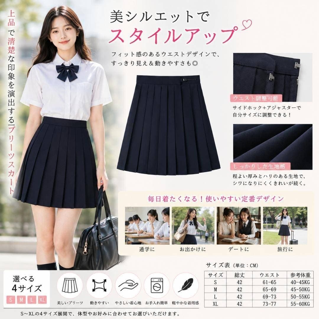 ✨新品✨プリーツスカート レディース 紺色 JK制服風 学生風 ハイ ...