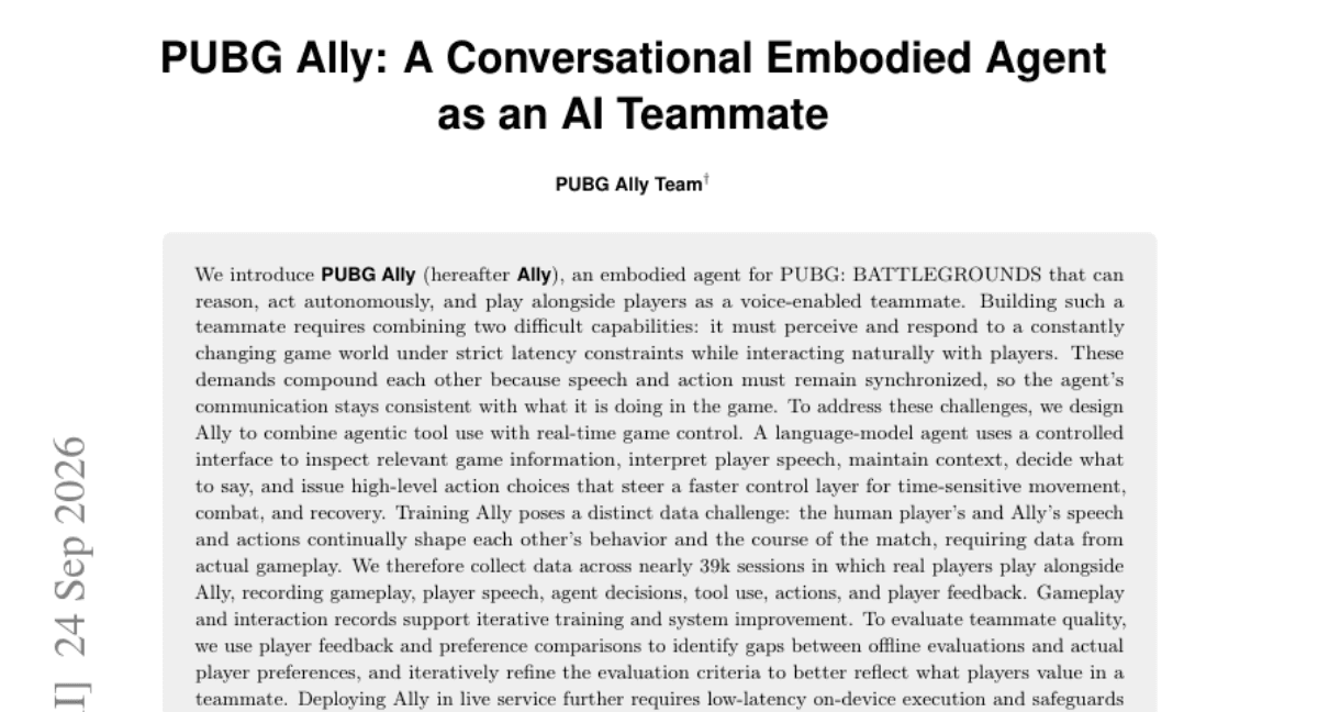 PUBG Ally: A Conversational Embodied Agent as an AI Teammate
