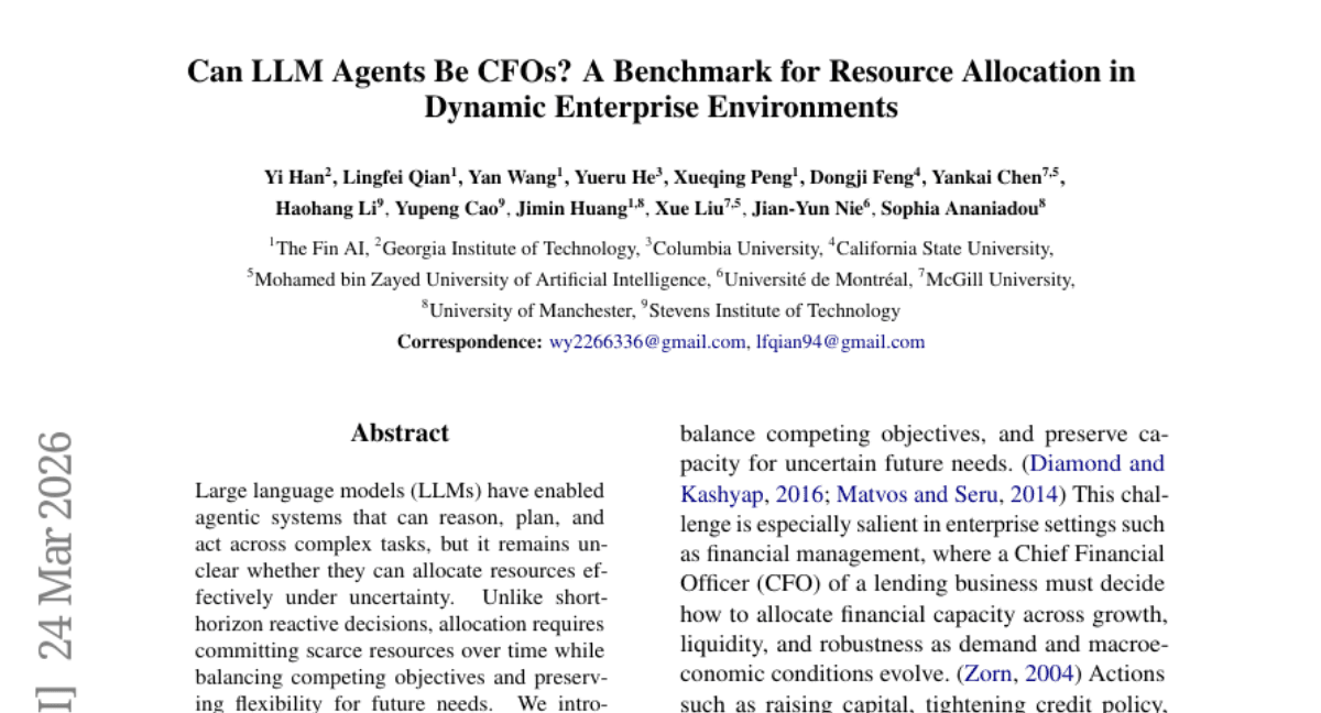 Can LLM Agents Be CFOs? A Benchmark for Resource Allocation in Dynamic Enterprise Environments