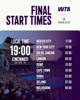 @WTA: Wake up ⏰

We’ve got the Cincinnati Final to watch!

@ROLEX | #CincyTennis https://t.co/PzKA9sFtW7