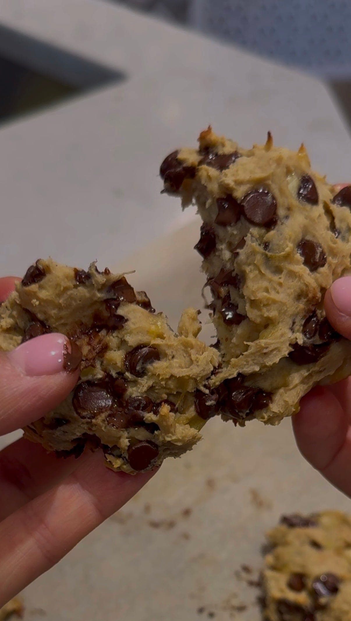 skip the boring protein bar and make these chocolate chip banana bread cookies instead