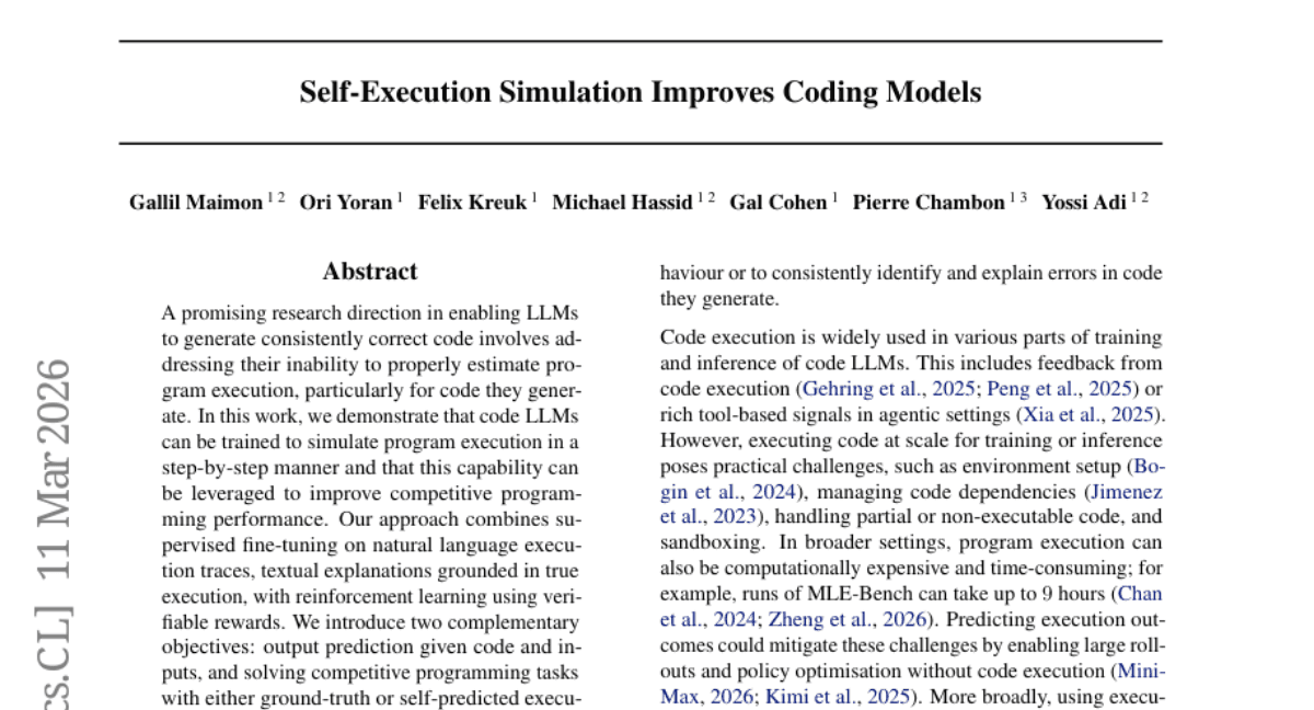 Self-Execution Simulation Improves Coding Models