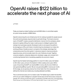 @Scobleizer reposted: NEWS: OpenAI just announced that it has officially closed their latest funding r...