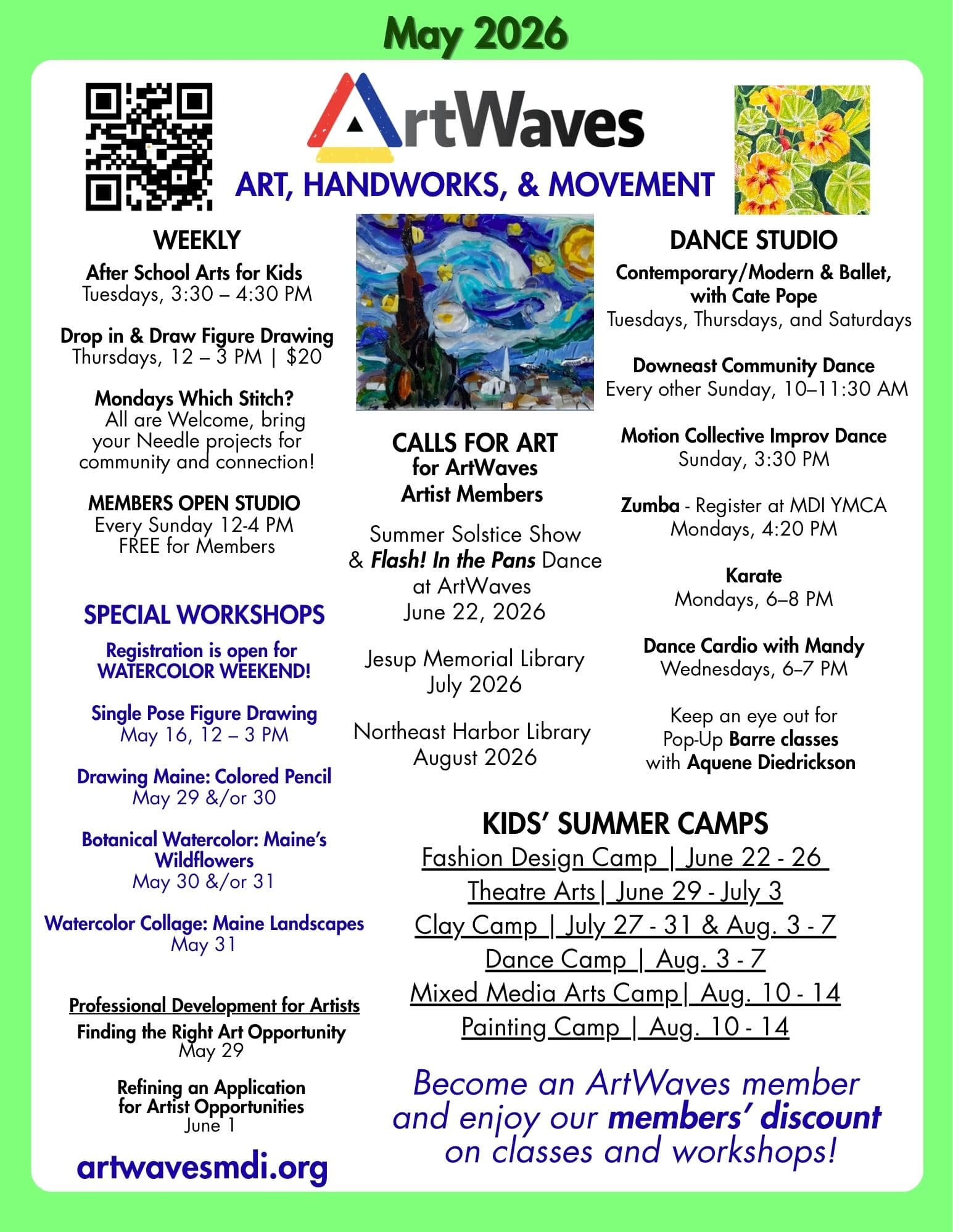 Dance at ArtWaves and May Events and Kids Events!