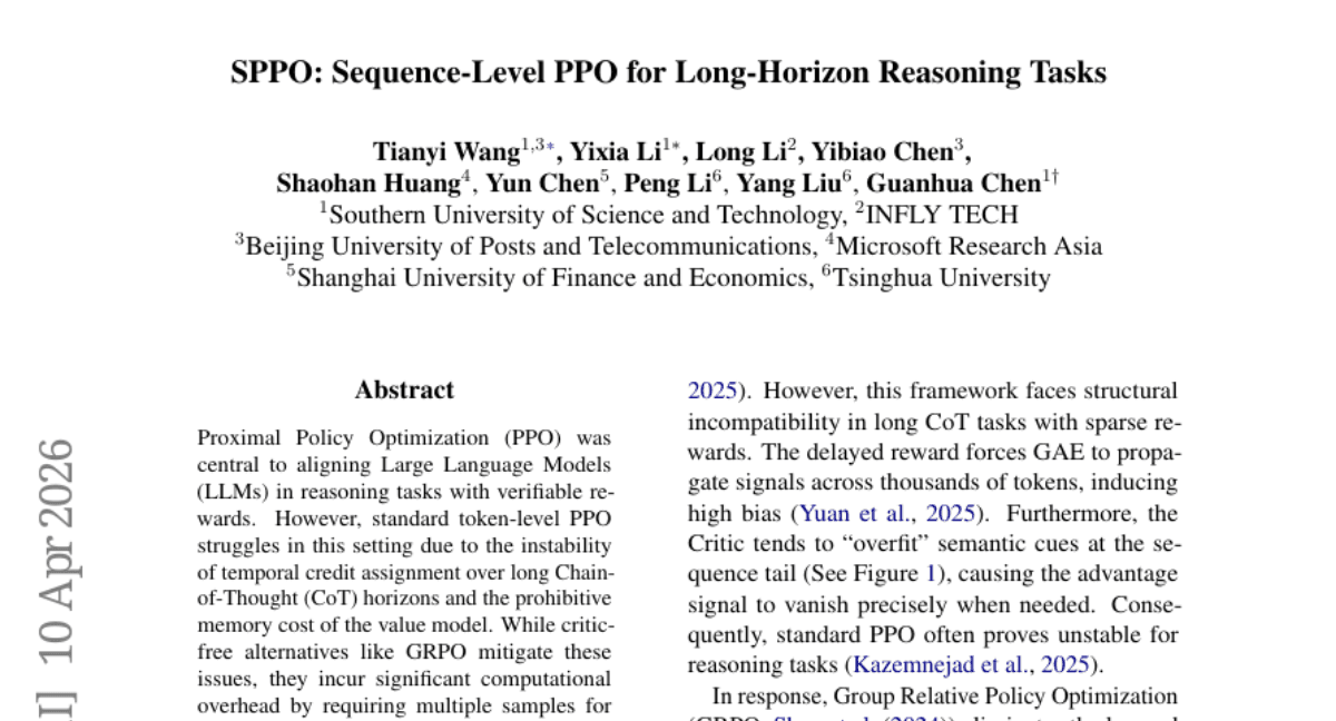 SPPO: Sequence-Level PPO for Long-Horizon Reasoning Tasks