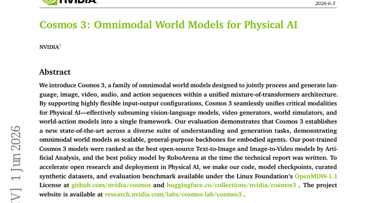 Cosmos 3: Omnimodal World Models for Physical AI