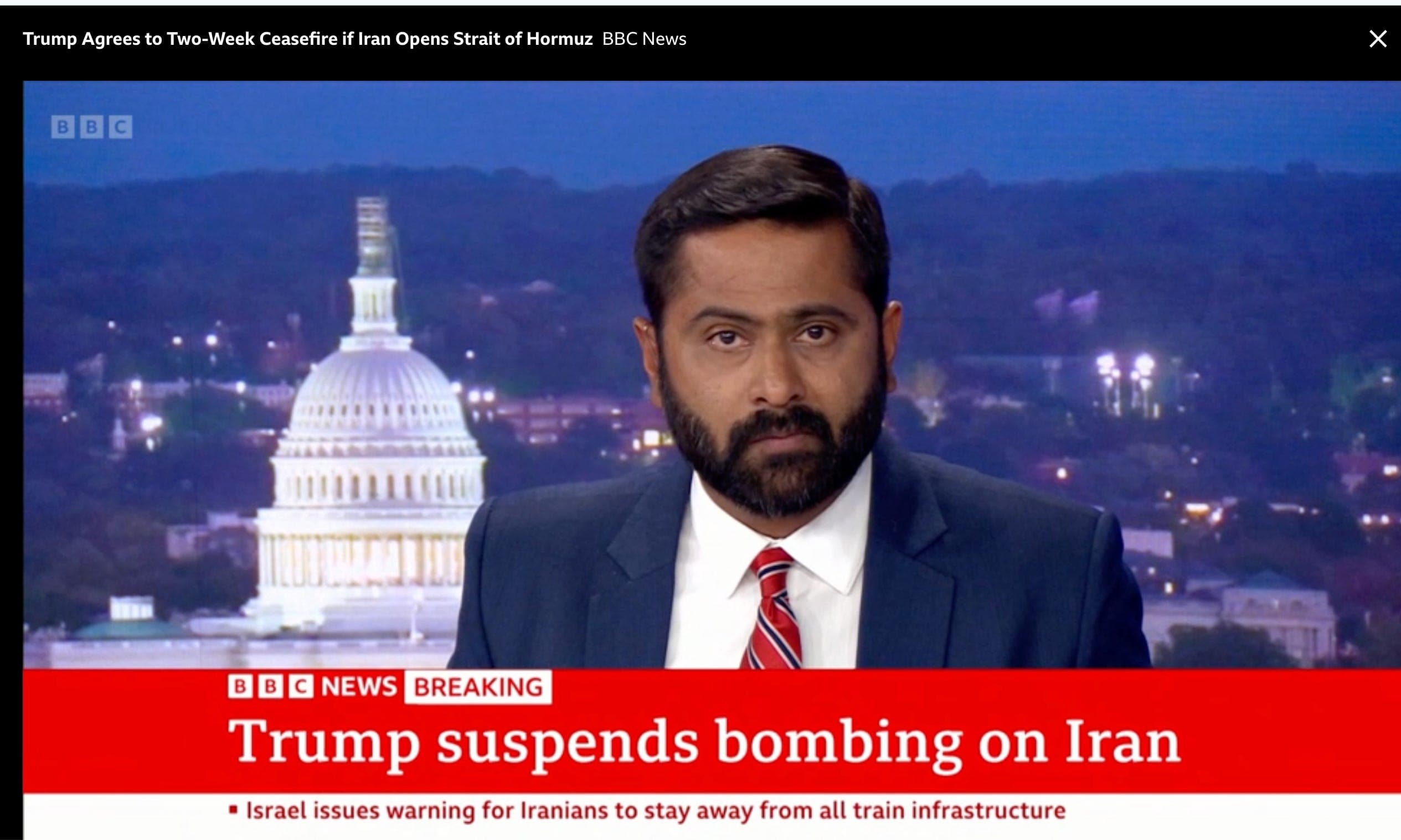 DEADLINE EXTENDED AGAIN: Trump Suspends Bombing of Iran For Two Weeks Amidst Negotiations Involving Pakistan; Smoke Rises From Al Aqsa Mosque; Israel Issues Warning To Iranians Traveling By Train