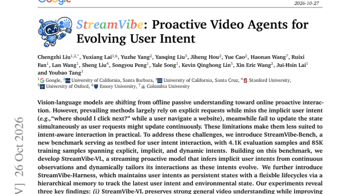 StreamVibe: Proactive Video Agents for Evolving User Intent