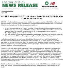 @TheSteinLine: Full Brad Stevens press conference is at 4 PM ET ... but here is Boston officially announcing its tr...