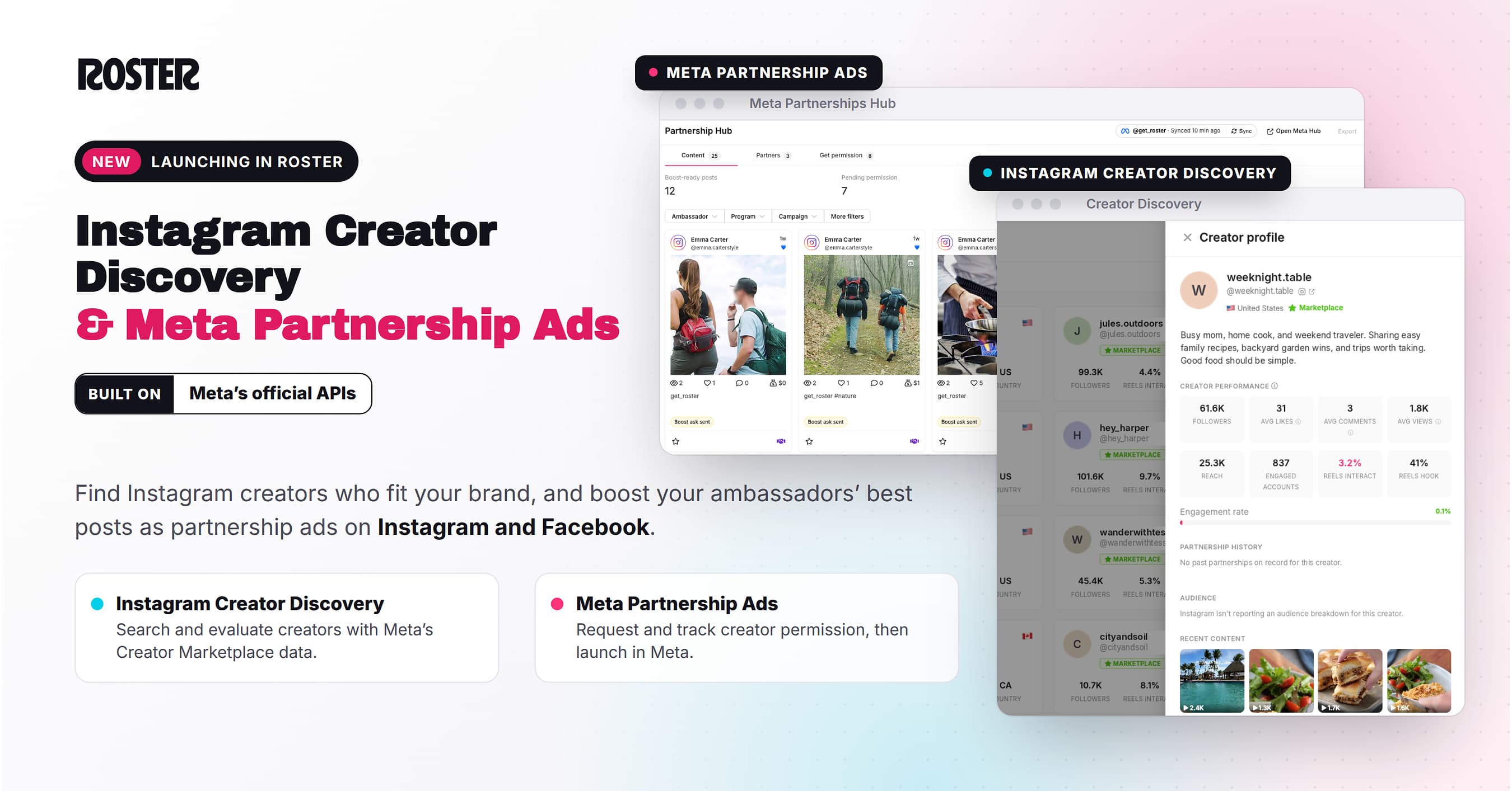 Roster Launches Instagram Creator Discovery & Meta ...