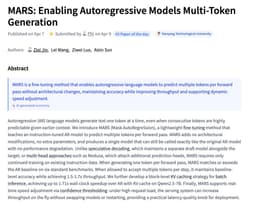 @_akhaliq: MARS

Enabling Autoregressive Models Multi-Token Generation

paper: https://t.co/dUJac9spi7 https://...