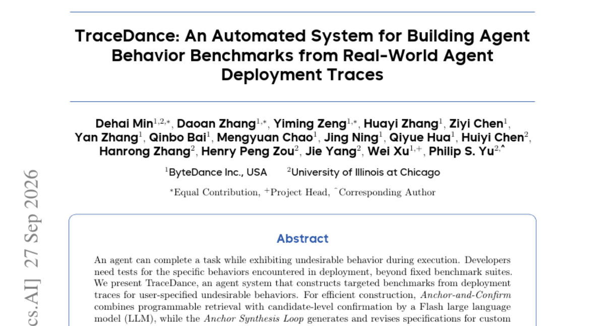 TraceDance: An Automated System for Building Agent Behavior Benchmarks from Real-World Agent Deployment Traces