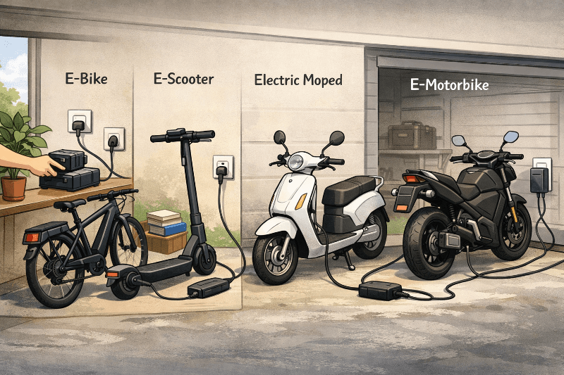 Charging Electric Two-Wheelers at Home - News about Energy Storage, Batteries, Climate Change and the Environment