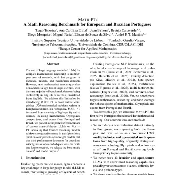 MATH-PT: A Math Reasoning Benchmark for European and Brazilian Portuguese - ACL Anthology