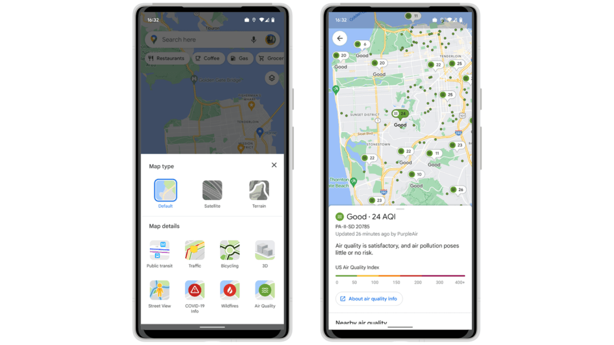 How to check air quality on Google Maps